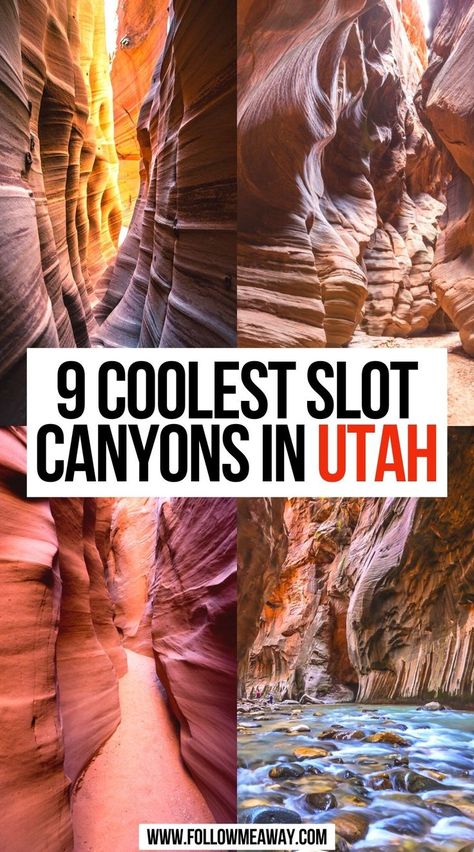 9 Coolest Slot Canyons In Utah Slot Canyons Utah, Utah National Parks Road Trip, Utah Parks, Slot Canyons, Utah Vacation, North America Travel Destinations, Utah Road Trip, Utah Hikes, Slot Canyon