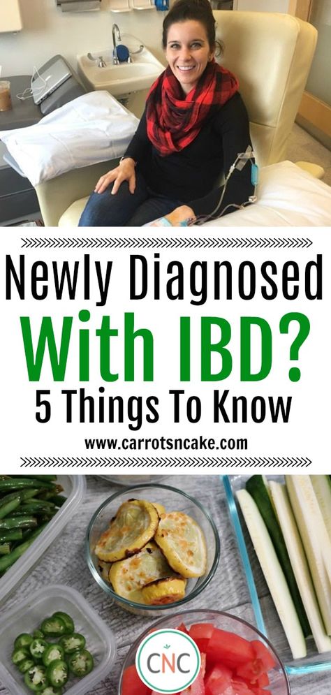 Being diagnosed with IBD was certainly overwhelming for me when it happened over 5 years ago. I've learned a lot since being diagnosed and realize just how many mistakes I've made along the way. I want to share 5 things I wish I had know with those of you at the beginning of your IBD journey so that you learn from them instead of suffering longer than you need to.  Newly Diagnosed with IBD? 5 Things to Know https://carrotsncake.com/newly-diagnosed-with-ibd-5-things-to-know/  #IBD #autoimmune #co Ibd Friendly Recipes, Ibd Aid Recipes, Irritable Bowel Disease Diet, Ibd Diet Recipes, Ibd Recipes, Ibd Diet, Crohns Diet, Irritable Bowel Disease, Fibroid Diet