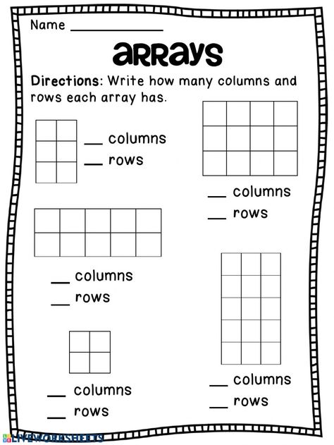 Array Math, Repeated Addition Worksheets, Array Worksheets, Worksheets 2nd Grade, Repeated Addition, Teaching Multiplication, Math Multiplication, Math Intervention, 2nd Grade Worksheets