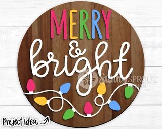 SunnySproutDesign - Etsy Christmas Decor Ideas With Cricut, Merry And Bright Christmas Sign, Holiday Wood Rounds, Merry And Bright Door Hanger, Circle Christmas Signs, Christmas Cricut Signs, Diy Christmas Decorations For Inside, Christmas Crafts To Sell 2023, Cricut Wood Signs