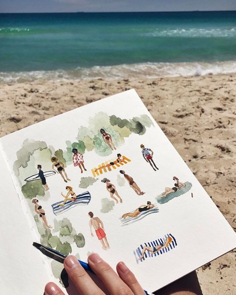 Ohkii Studio, People Sketches, Beach Sketches, Tiny People, Sketches Of People, Arte Inspo, Wow Art, Sketchbook Inspiration, Urban Sketching