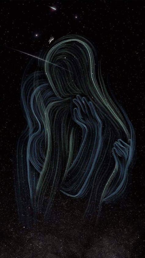 Wallpaper For Women Iphone, Two Souls Connecting Art Wallpaper, My Love Mine All Mine Aesthetic, Interlinked Art, Backgrounds Iphone Dark, Stars Wallpaper Iphone, Soulmates Aesthetic, Night Sky Drawing, Soulmates Art