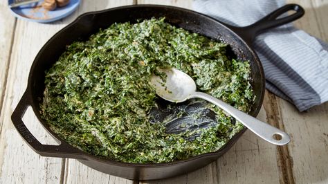 Everyone knows creamed spinach, but not everyone knows that the luxe preparation works equally well with heartier greens like collards, kale, chard and mustard Eating your greens never felt so decadent. Braised Greens, Nyt Cooking, Creamed Spinach, Collard Greens, Greens Recipe, Vegetable Sides, Veggie Sides, Veggie Dishes, Chard