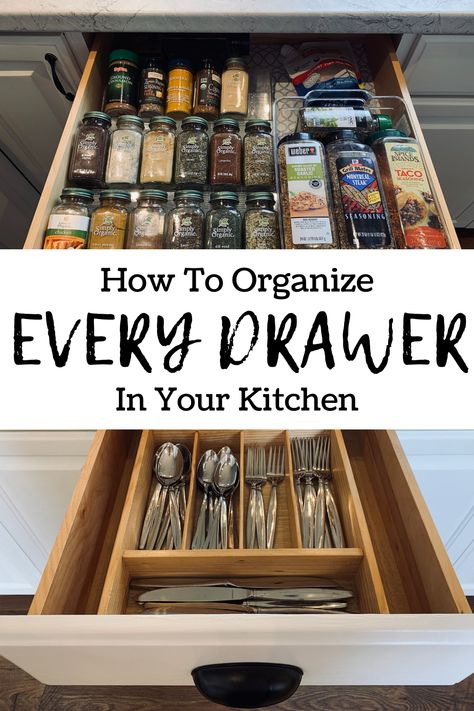 Drawer Inspiration, Organiser Cucina, Silverware Drawer Organizer, Organize Kitchen, Organization Pantry, Kitchen Drawer Organization, Organizing Hacks, Kitchen Drawer, Drawer Design