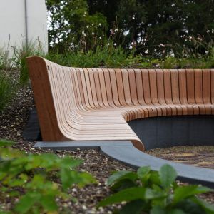 Park Seating Design, Curved Outdoor Benches, Organic Seating, Outdoor Gathering Space, Zen Garden Design, Curved Bench, Fire Pit Landscaping, Park Street, Public Space Design