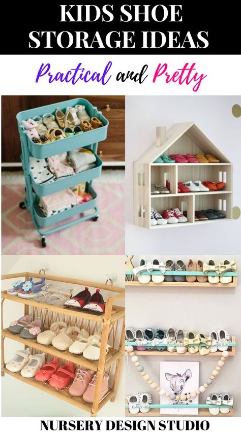 Kids shoe organization ideas | KIDS SHOE STORAGE IDEAS TO KEEP MESSES AT BAY | HERE'S HOW TO ORGANIZE BABY SHOES IN THE NURSERY Kids Shoe Storage Ideas, Organize Baby Shoes, Shoe Organization Ideas, Shoe Organization Small Space, Kids Shoe Organization, Baby Shoe Storage, Kids Shoe Storage, Shoe Organization Diy, Shoe Storage Ideas