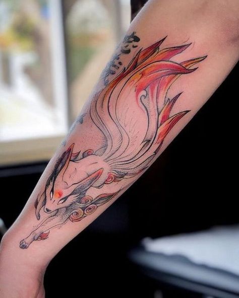 Lotr Tattoo, X Tattoo, Delicate Tattoo, Fox Tattoo, Japan Tattoo, Wolf Tattoos, Tattoo Work, Chic Nails, Japanese Tattoo