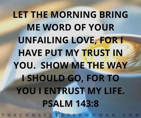 Morning Routines | The Consecrated Woman Depend On God, Me Word, Psalm 143, Unfailing Love, Seek The Lord, Morning Routines, Show Me The Way, Encouraging Scripture, Good Morning Sunshine