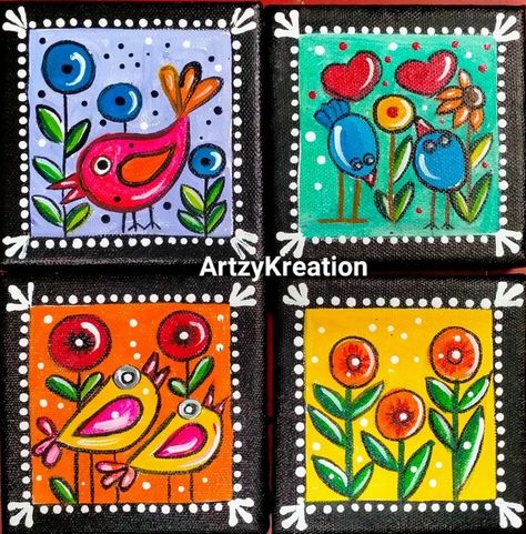 Mosaic Art Diy, Coaster Art, Acrylic Colours, 4 By 4, Madhubani Art, Abstract Art Painting Diy, Madhubani Painting, Indian Folk Art, Small Canvas Art