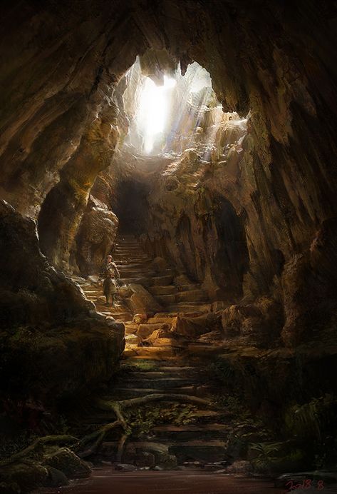 ArtStation - cave_path, Donghee Han Mountain Cave, Landscape Concept, Fantasy Setting, Fantasy Places, Art Station, Fantasy Concept Art, 판타지 아트, Environment Design, Environment Concept Art