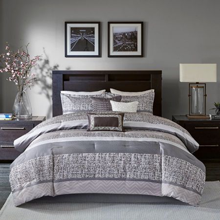 Purple King, Luxury Comforter Sets, Grey Comforter Sets, Brown Bed, Bedding Sets Online, American Signature Furniture, King Comforter Sets, Bed Skirt, Queen Comforter Sets