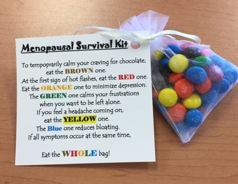 Menopausal Survival Kit - Don't leave home without it! :O) 50th Birthday Survival Kit For Women, Sorry Your Leaving, Birthday Survival Kit, Care Box, Dont Leave, Hot Flashes, Don't Leave, Survival Kit, Gag Gifts