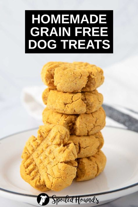 Homemade Grain Free Dog Treats are made with coconut flour, tapioca flour, pumpkin puree, peanut butter, and egg. Get the easy recipe and find out how to make the best grain free treats for dogs. These DIY dog treats have healthy, simple, and dog-safe ingredients. They’re gluten free, dairy free, and great for dogs with a wheat allergy. Grain Free Dog Treats Homemade, Dog Treats With Pumpkin, Pumpkin And Peanut Butter, Grain Free Dog Treats, Gluten Free Dog Treats, Wheat Allergy, Easy Dog Treat Recipes, Dog Treats Grain Free, Dog Biscuit Recipes