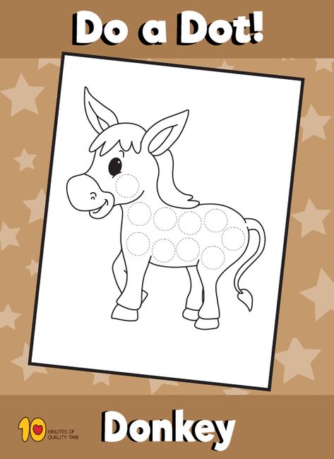 Dot Activity Animals - Donkey Wonkey Donkey Activities, Donkey Crafts For Toddlers, Donkey Crafts For Kids, Dobber Art, Donkey Crafts, Donkey Craft, Wonkey Donkey, Letter Worksheets For Preschool, Gross Motor Activity