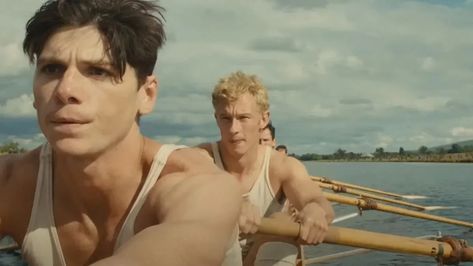 The Boys in the Boat Review: George Clooney Goes Old School Boys In A Boat Movie, Don Hume The Boys In The Boat, The Boys In The Boat Movie, Boys In The Boat Movie, Callum Turner Boys In The Boat, Michael Mantenuto, Jack Mulhern, The Boys In The Boat, 1936 Olympics