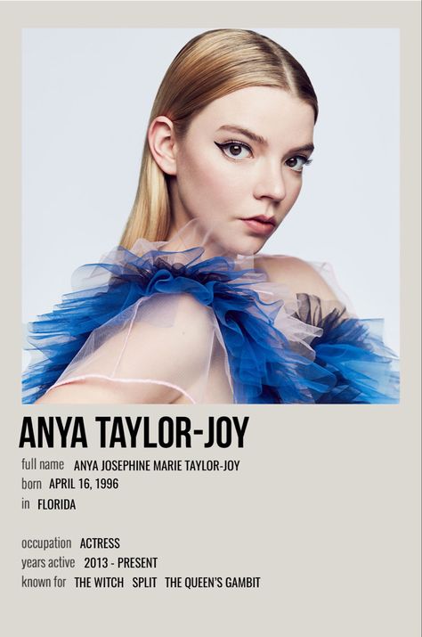 minimal polaroid celeb poster for anya taylor-joy Anya Taylor Joy Polaroid, Anya Taylor Joy Poster, Celeb Posters, Joy Taylor, The Northman, Mini Polaroid, Polaroid Posters, Scrapbook Collage, Movie Card