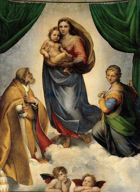 La Madone Sixtine, dite Madone de Dresde, Raphaël, vers 1513, Gemäldegalerie Alte Meister, Staatliche Kunstsammlungen, Dresde The Sistine Madonna, Sistine Madonna, Franz Marc, Large Artwork, Claude Monet, Giclee Art, Virgin Mary, Artist Art, Stretched Canvas Prints