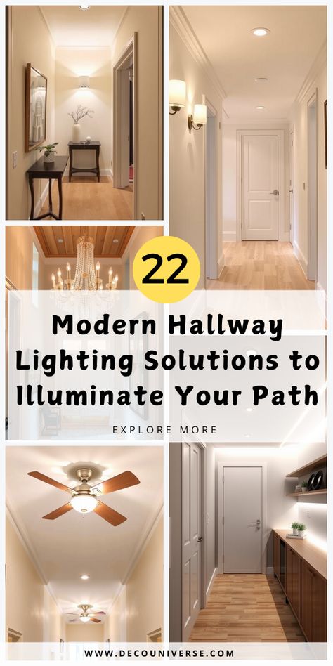 These 22 hallway lighting ideas will add a touch of style to your home’s corridors, creating a welcoming atmosphere. Small Entrance Hall Lights, Hallway Wall Lights Ideas, Hall Wall Lights, Corridor Lighting Home Hallways, Hall Lighting Ideas Ceilings, Hallway Lights Ideas, Small Hallway Lighting Ideas, Hallway Lighting Ideas Ceilings, Dark Hallway Ideas Brighten