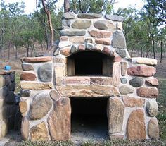 River Rock Outdoor Oven Outdoor Fireplace Pizza Oven, Stone Pizza Oven, Wood Burning Pizza Oven, Brick Pizza Oven, Four A Pizza, Inside My Head, Bread Oven, Outdoor Stove, Backyard Fireplace