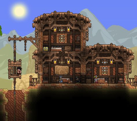 Terraria Village Ideas, Terraria Village, Terraria Cavern House, Terraria Npc House Ideas, Terraria Castle, Terraria Houses, Terraria Design, Terraria Game, Terraria Tips