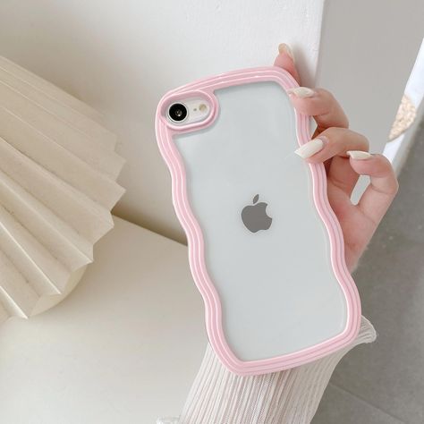 QLTYPRI Compatible with iPhone 7 Case/iPhone 8 Case, Cute Curly Wave Frame Clear Case for Girls Women, Transparent Soft Silicone TPU Bumper Shockproof Phone Cover for iPhone 7/8 - Pink Iphone 7 Aesthetic Case, Iphone 8 Plus Case Aesthetic, Ipod Touch Cases, Cute Camera, Girl Phone Cases, Iphone 7 Plus Case, Iphone Se Case, Pink Phone Cases, Iphone 7 Plus Cases