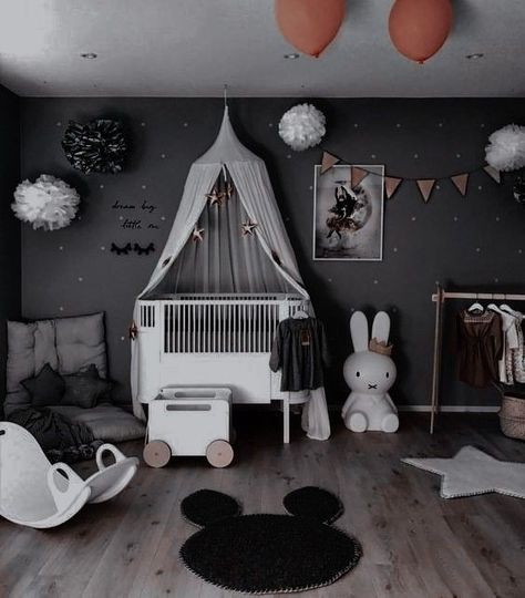 Bedroom Wallpaper Design, Dark Nursery, Bedroom Wallpaper Ideas, Wallpaper Design For Bedroom, Cozy Baby Room, Baby Room Themes, Baby Boy Room Decor, Nursery Room Design, Baby Room Inspiration