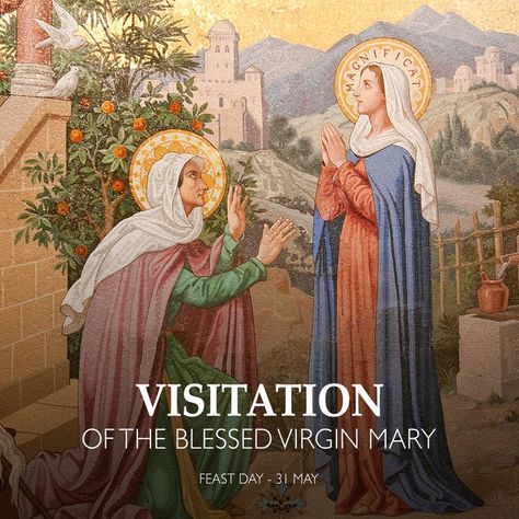 May is traditionally the month of Mary, and today we celebrate the feast of the Visitation, when the Virgin Mary, carrying Jesus in her womb, went to visit her cousin, Elizabeth. #VisitationoftheBlessedVirginMary Visitation Of Mary To Elizabeth, Month Of Mary, The Visitation, The Blessed Virgin Mary, The Virgin Mary, Hail Mary, Blessed Virgin, Blessed Virgin Mary, Mother Mary