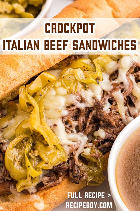 Shredded Italian Beef Crock Pot, Chicago Italian Beef Recipe Crock Pot, Chicago Beef Sandwich Recipe, Chicago Sandwich, Chicago Italian Beef Recipe, Chicago Italian Beef Sandwiches, Chicago Beef Sandwich, Crockpot Italian Beef, Beef Sandwiches Crock Pot