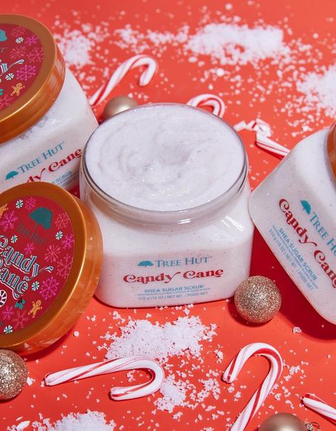 Candy Cane Aesthetic, Cane Aesthetic, Tree Hut Body Scrub, Easy Birthday Gifts, Best Body Scrub, Body Butters Recipe, Shower Skin Care, Sugar Scrubs, Perfect Skin Care Routine