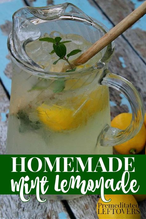 Mint Drink Recipe, Lemon Mint Water, Mint Lemonade Recipe, Glass Of Lemonade, Mint Drink, Water With Lemon, Homemade Lemonade Recipes, Mint Water, Drinking Hot Water