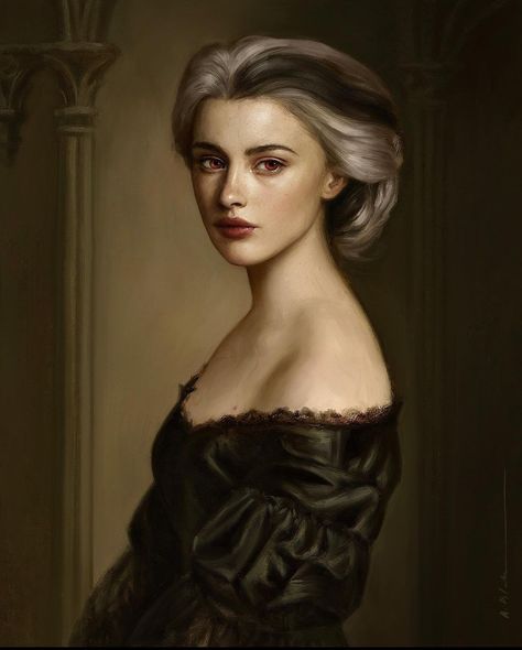 Vampire Portrait, 18th Century Landscape, Rhaenys Targaryen, Gothic Artwork, Targaryen Art, Female Character Inspiration, House Of Dragons, Digital Art Illustration, Realistic Art