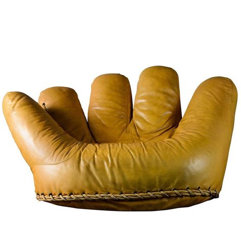 'Joe' Baseball Glove Chair | See more antique and modern Lounge Chairs at https://www.1stdibs.com/furniture/seating/lounge-chairs Baseball Chair, Toddler Armchair, Baseball Mitt, Sofa Images, Ottoman Furniture, Joe Colombo, Joe Dimaggio, Vintage Lounge Chair, Leather Lounge Chair