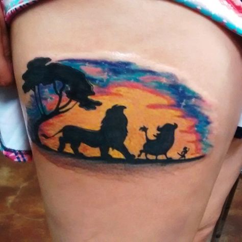 Lion King piece done by @heiferwifcheese #inkeddisney Lion King Tree, Lion King Tattoo, King Tattoo, Disney Sleeve, Sibling Tattoos, Leg Sleeves, Disney Tattoos, Tree Tattoo, Beauty Tattoos