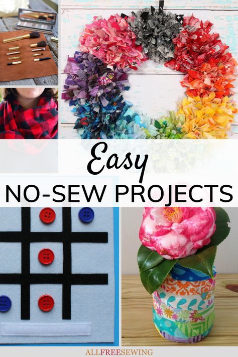 No Sewing Fabric Projects, No Sew Scrap Fabric Projects, No Sew Fabric Crafts Diy, No Sew Projects For Kids, Non Sewing Fabric Crafts, No Sew Projects Easy, Scrap Fabric Projects Easy No Sew, No Sew Crafts With Fabric, No Sew Fabric Projects