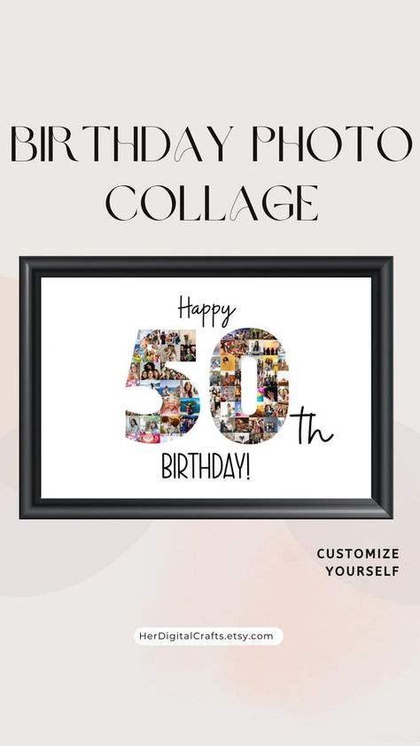 50th birthday photo collage template | 50th birthday ideas for women Photo Number Collage, 50th Birthday Ideas For Women, 50th Birthday Ideas, Birthday Ideas For Women, Number Collage, Collage Gifts, Birthday Photo Collage, Photo Collage Gift, Custom Birthday Gifts