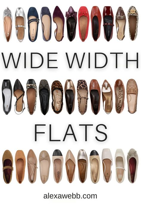 33 Wide Width Flats for Fall - Alexa Webb Flats With Black Dress, Red Ballerina Flats, Capsule Style, Navy Ballet Flats, Neutral Flats, Red Ballerinas, Leopard Ballet Flats, Summer Business Casual Outfits, Alexa Webb