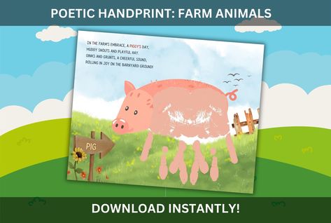 Get ready for farmyard fun with our Pig Handprint DIY! 🖐️📜 Craft a poetic farm animal keepsake in the classroom or at home. Download the Pig Handprint Printable for a charming and educational crafting experience. Perfect for adding a touch of whimsy to your art decor! 🌟 #KidsCrafts #DIYArt #FarmAnimals #HandprintPoetry Cow Handprint, Handprint Activity, Handprint Printable, Farm Animal Crafts, Farm Craft, Fine Motor Skills Development, Handprint Craft, Animal Crafts For Kids, Skill Development