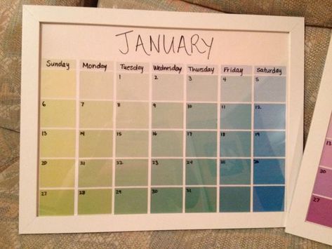 Paint Sample Calendar, Paint Samples Crafts, Paint Chip Crafts, Paint Sample, Paint Chip, Diy Event, Diy Calendar, Calendar Ideas, Printable Calendar Template