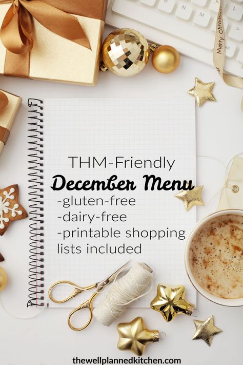 Free printable December Monthly Menu - works for Trim Healthy Mama! Includes free printable shopping lists. #thm #dairyfree #glutenfree December Meal Plan, Thm Meal Plans, Free Printable Menu, Trim Healthy Mama Plan, Monthly Menu, Christmas Meal, Printable Shopping List, Christmas Dinner Menu, Trim Healthy Mama Recipes