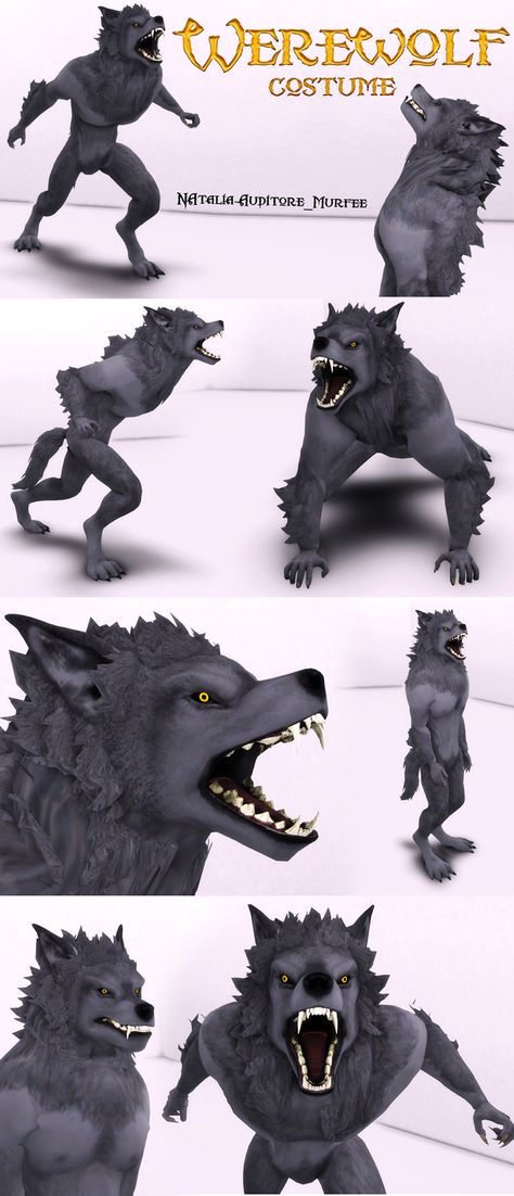 Werewolf costume | Natalia-Auditore on Patreon Ts4 Werewolves, Werewolves Sims 4, Ts4 Werewolf Cc, Sims 4 Monster Cc, Sims 4 Monster, Sims 4 Werewolf Cc, Sims 4 Werewolf, Wolf Ears And Tail, Wolf Poses