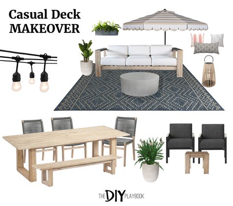 Casual Deck makeover - patio furniture layout mood board Outdoor Furniture Layout, Deck Furniture Layout, Design Per Patio, Patio Furniture Layout, Deck Makeover, Cute Living Room, Living Room Setup, Backyard Furniture, Gray Dining Chairs