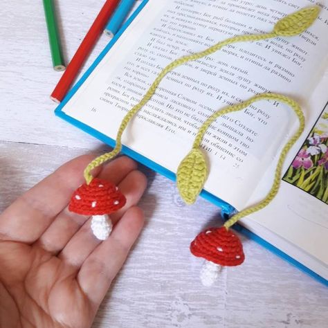 "Mushroom bookmark crochet pattern" #amigurumipattern #MUSHROOMPATTERN #mushroombookmark #CROCHETBOOKMARKPATTERN #natureloverpattern #etsybookmark Mushroom Bookmark, Bookmark Pattern, Crochet Bookmark Pattern, Crochet Bookmark, Craft Festival, Crochet Mushroom, Crochet Bookmarks, Pola Sulam, Fun Crochet Projects