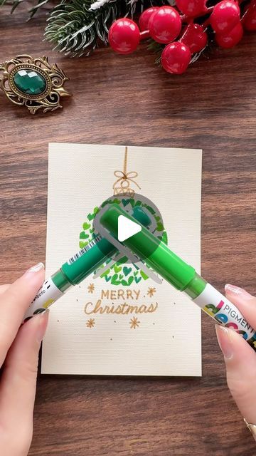 Nhuan Dao✨Calligraphy & Lettering❤️ on Instagram: "DIY Christmas Card With Me 🎄 . . Material: Karin pen, Tombow pen, Koehler paper . . 🌟FREE Gift For You: Do u Want to Try Your Hand at Brush Lettering and Calligraphy? Download This FREE WORKSHEET : “Master 8 Basic Stroke Of Brush Lettering” For Beginners 👉You Can Find The Link in My Bio or Visit: http://nhuandaocalligraphy.com . . . #NhuanDaoCalligraphy #Calligraphy #BrushLettering #Christmascard #HandLettering #Lettering #Handwriting #Handmade #DIY #artreels #reels"