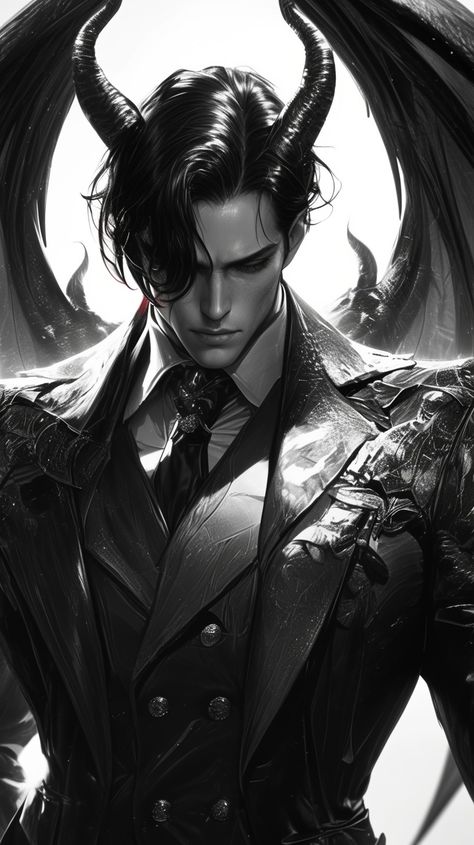 Demon Priest Art, Modern Vampire Male, Lucifer Character Design, Demon Male Art, Vampire Character Design Male, Demon Man Art, Lucifer Illustration, Incubus Demon Male, Demon Aestethic Male