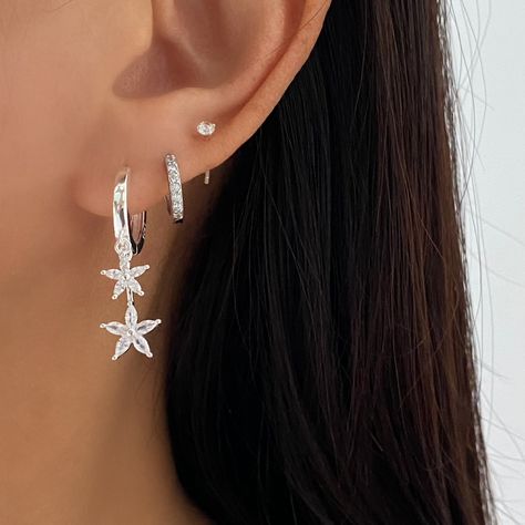 Stack Earrings, Sterling Silver Star Earrings, Silver Star Earrings, Earrings White Gold, Earrings Star, Stacked Earrings, Gold Dangle Earrings, Tiny Earrings, Sparkle Earrings