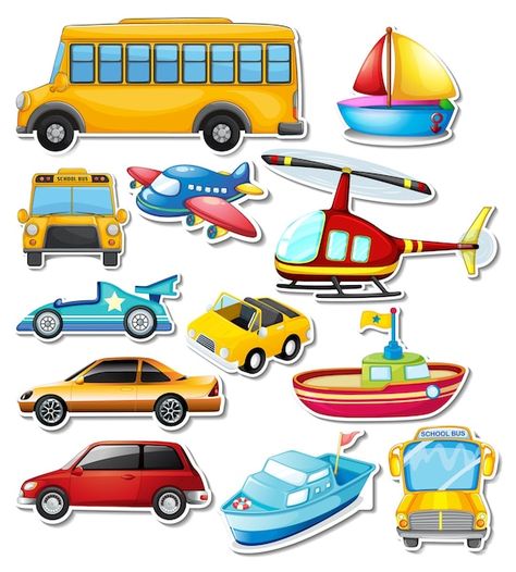 Cartoon Helicopter, Plane Cartoon, Playset Diy, Airplane Cartoon, Transportation Preschool Activities, Cute Cartoon Faces, Kindergarten Drawing, Car Clipart, Car Svg