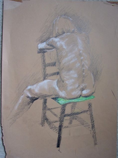 nude lady sitting on chair, back to view Sitting In Chair, Chair Drawing, Victorian Photos, Old Lady, Art School, Paint, Drawings, 10 Things, Art