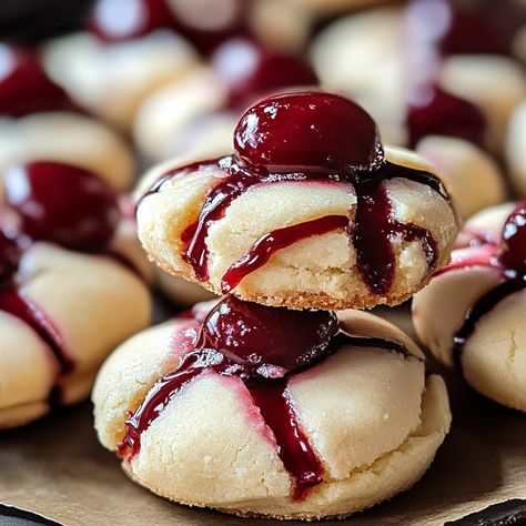 White Chocolate Cherry Shortbread Cookies White Chocolate Cherry Shortbread Cookie, Cherry Winks Cookie Recipe, Cherry Almond Shortbread, White Chocolate Cherry Cookies, Cherry Shortbread Cookies, Cherry Shortbread, Festive Dessert Recipes, Cherry Cookies Recipes, Chocolate Sugar Cookie Recipe