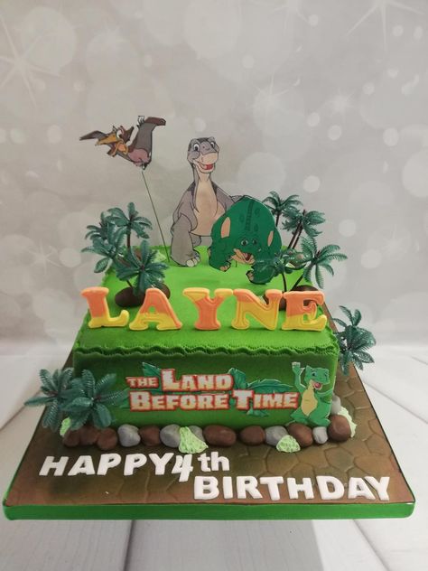 The Land Before Time Birthday Theme, Land Before Time Birthday Cake, The Land Before Time Cake, The Land Before Time Birthday, Land Before Time Cake, Land Before Time Party, Land Before Time Birthday Party, Crucit Ideas, Jurassic Park Birthday Party