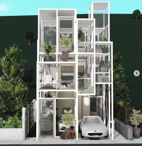 Cute Aesthetic Bloxburg House Layout, Bloxburg Builds Ideas Exterior, Bloxburg Loft Ideas Exterior, Bloxburg Loft House, Bloxburg Apartment Exterior, Futuristic Tree, Blocksburg Ideas, Cottage Core Bloxburg House, Roblox House